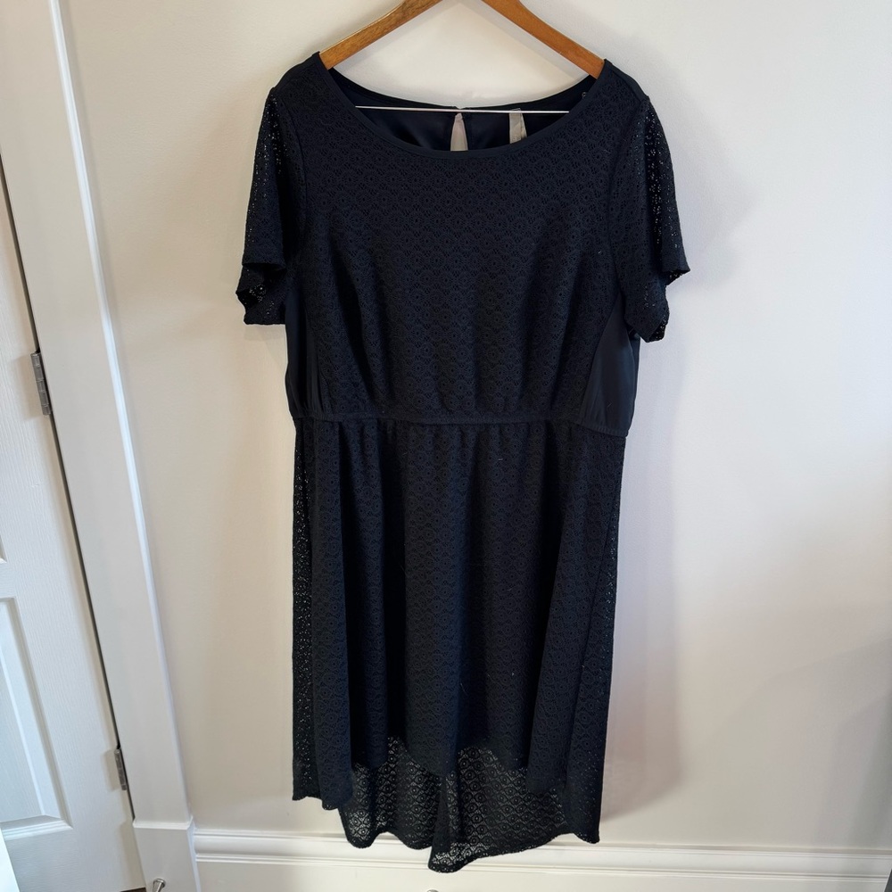 Penningtons Black Midi Dress - Eyelet Overlay